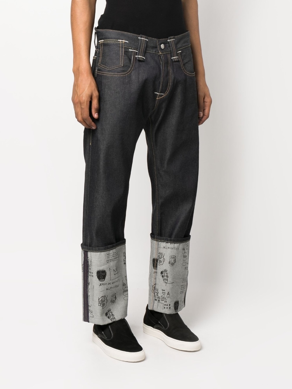 doodle-print straight-leg jeans - 3