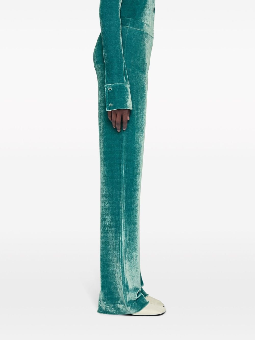 velvet straight-leg trousers - 5