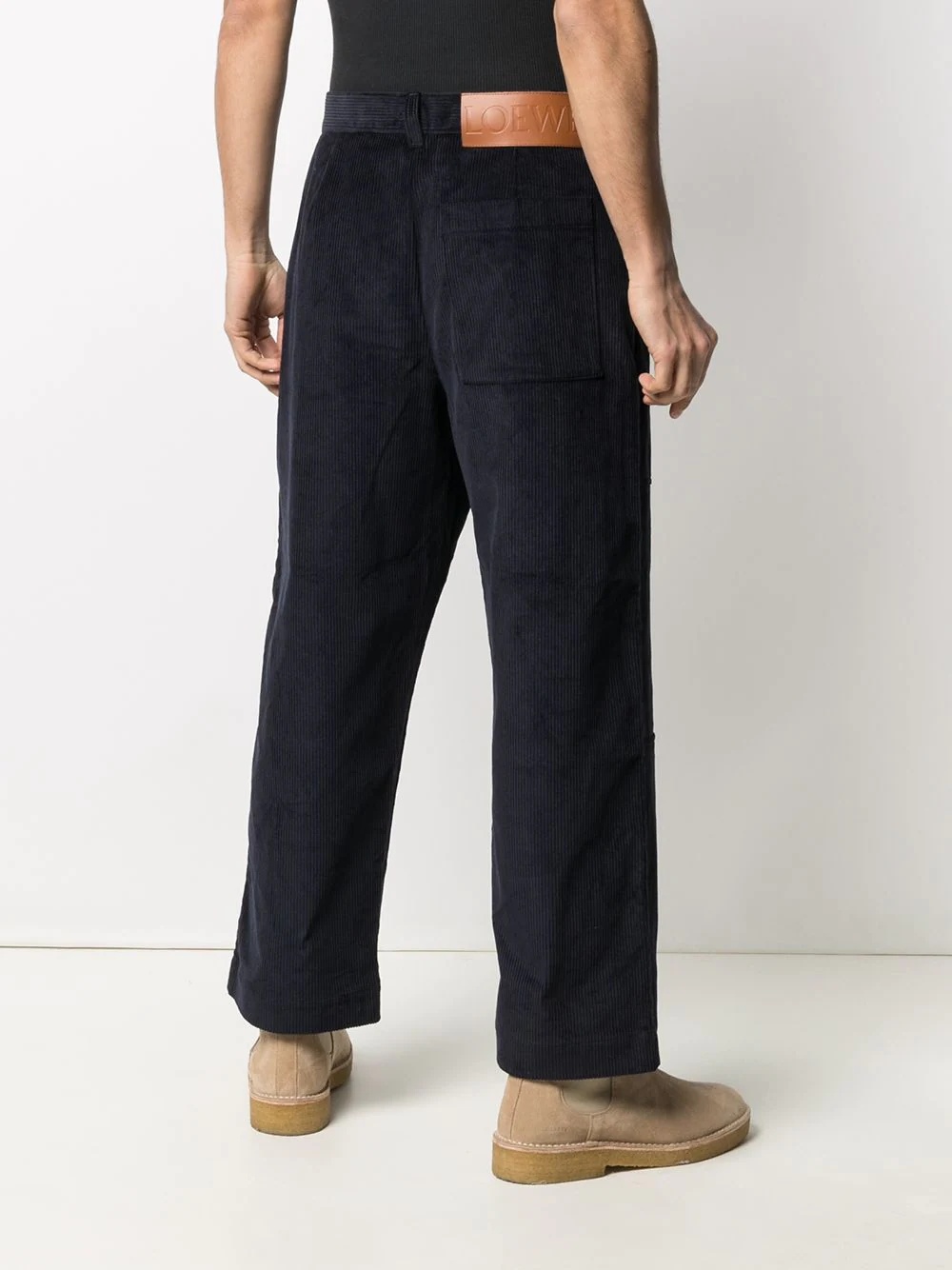 logo-patch straight-leg trousers - 4