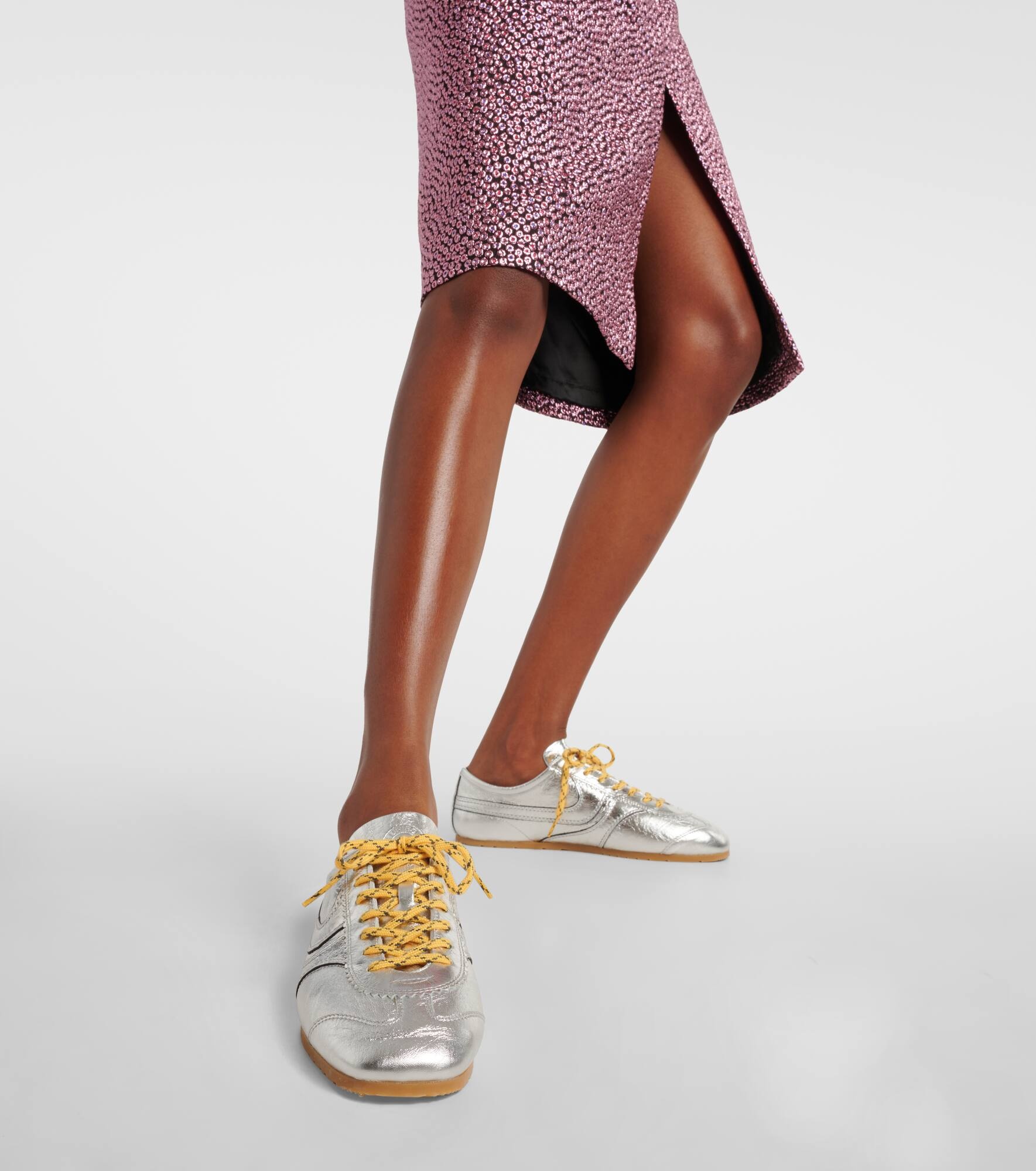 Metallic leather sneakers - 4