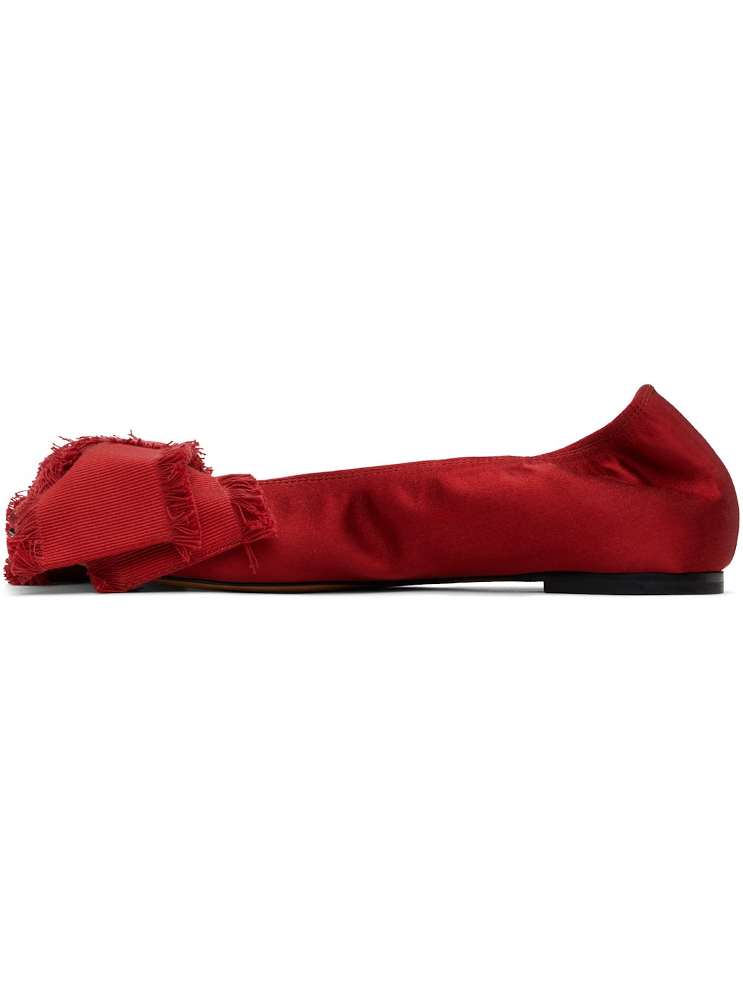 Red Satin Bow Ballerina Flats - 3