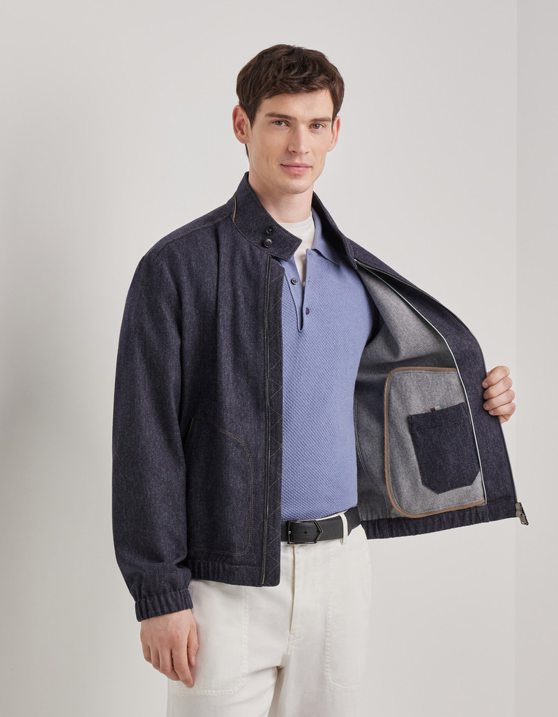 CARAMEL MIXED-MATERIAL ULTRALIGHT SUEDE BOMBER JACKET WITH KNIT INSERTS 209