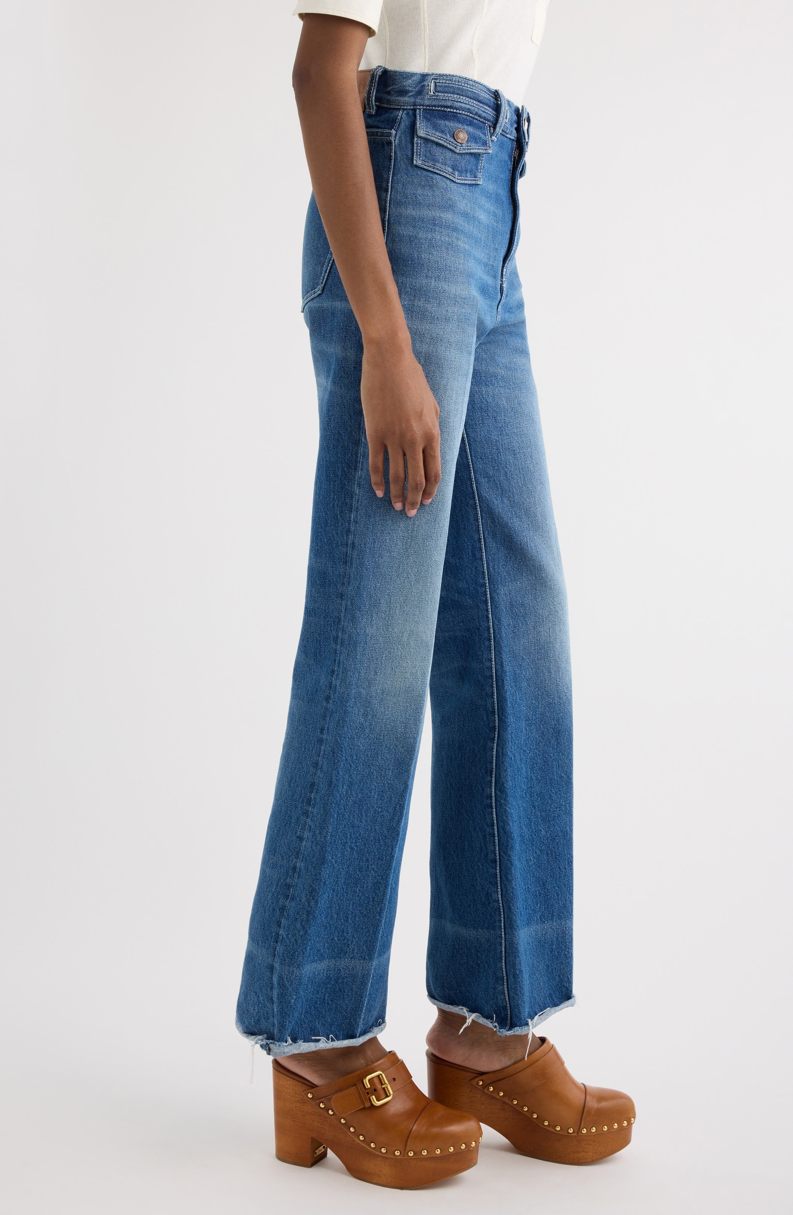 Chloé High Waist Flare Leg Jeans in Ocean Blue at Nordstrom - 4