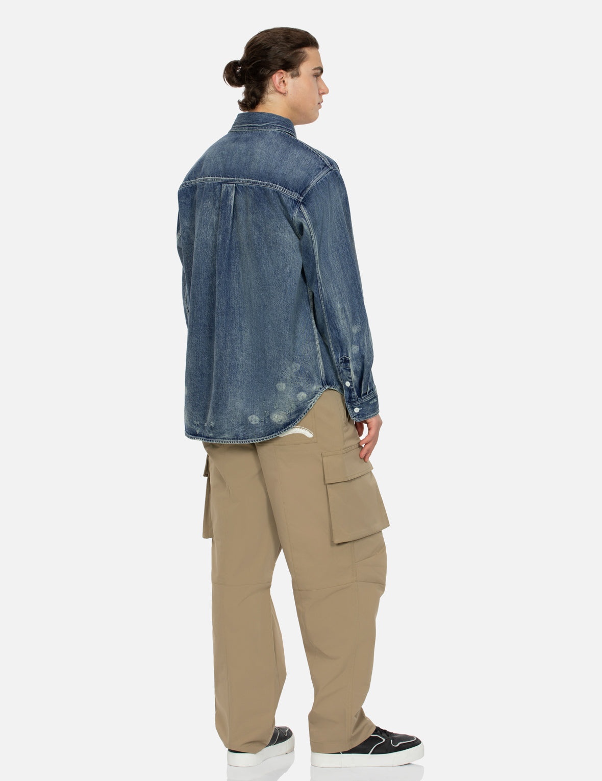 Lucky Slot Machine and Daruma Print Relax Fit Denim Shirt - 3
