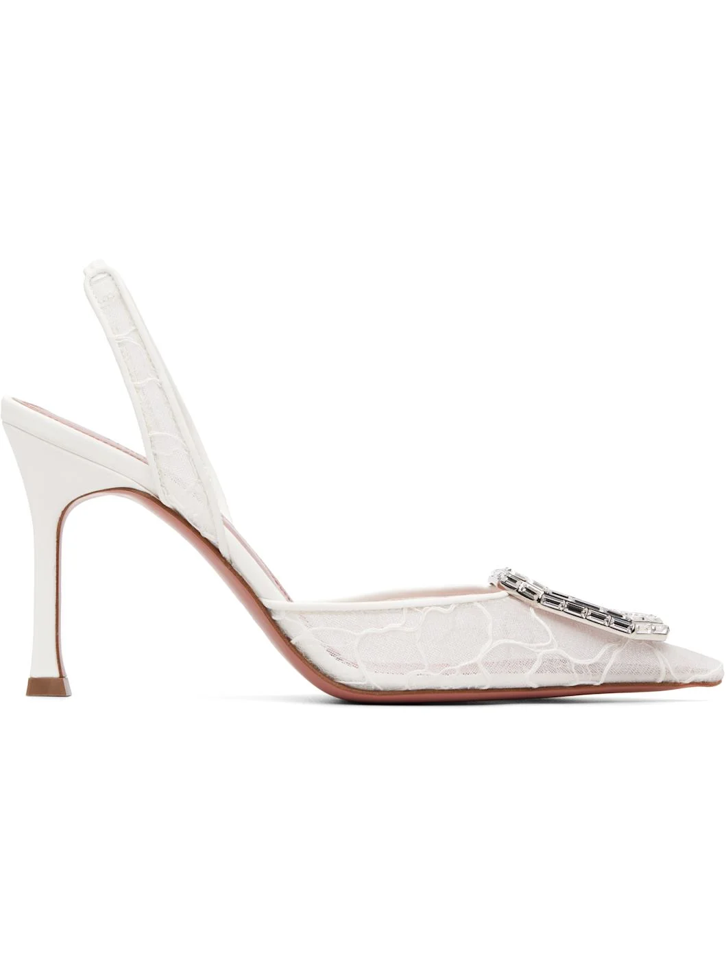 White Camelia Lace Sling 90 Heels - 1