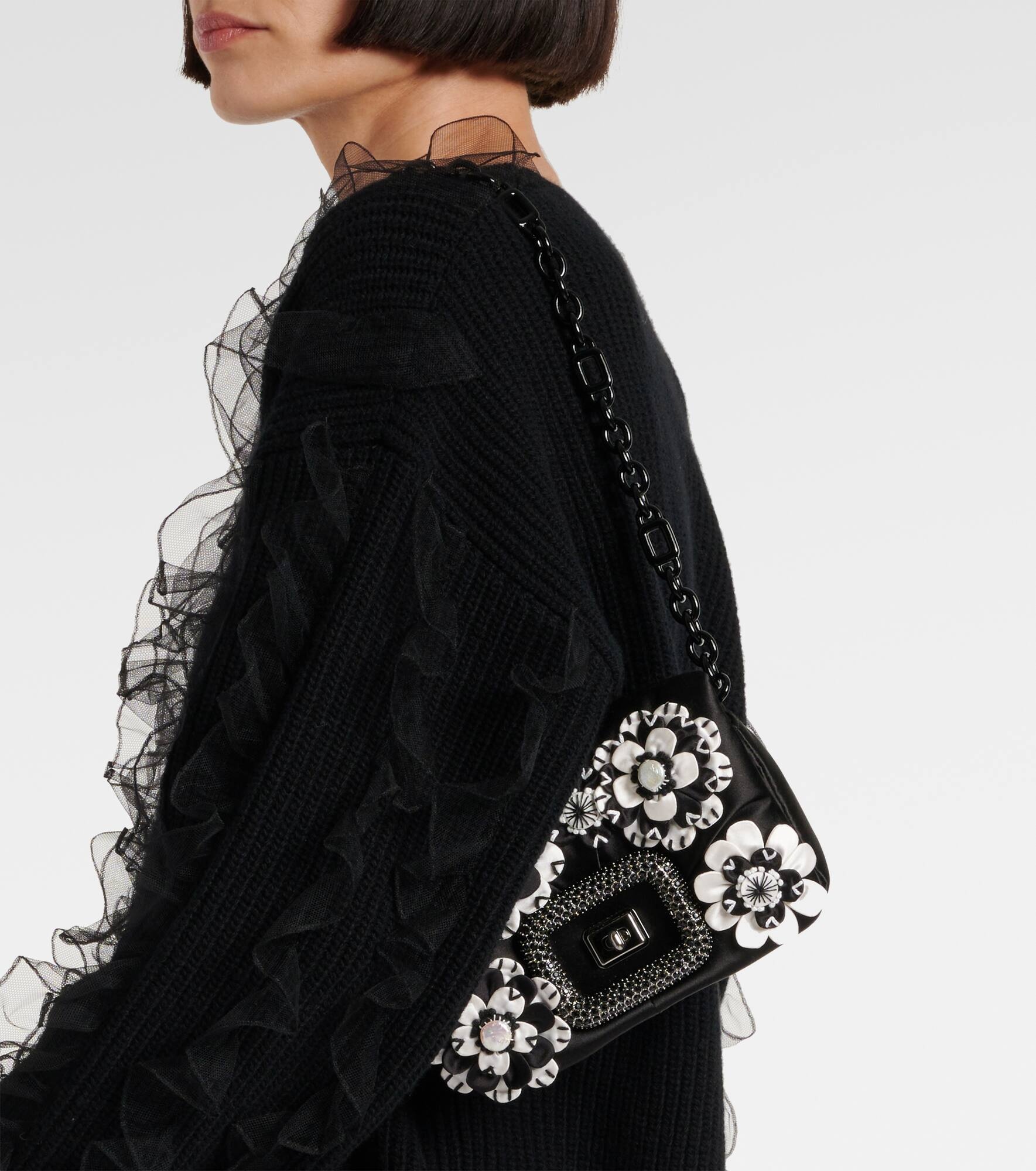 Viv' Choc floral-appliqué satin crossbody bag - 6