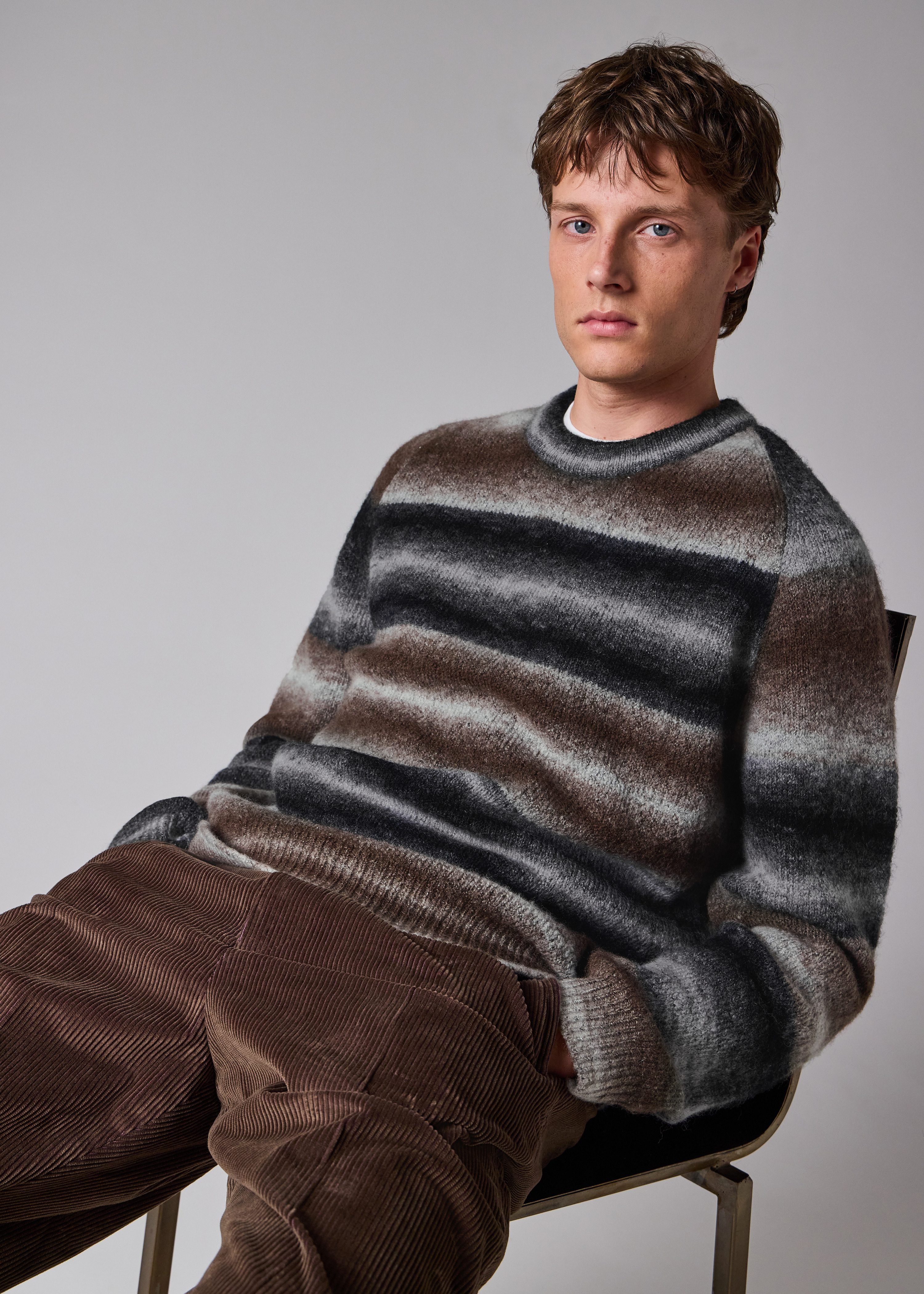 Brown and Black Faded Stripe Sweater - 6
