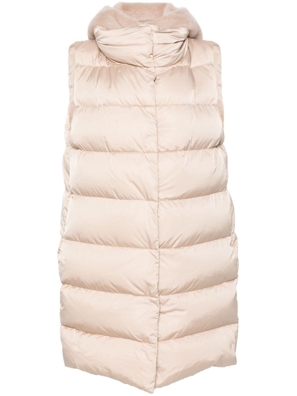 faux-shearling trim puffer coat - 1