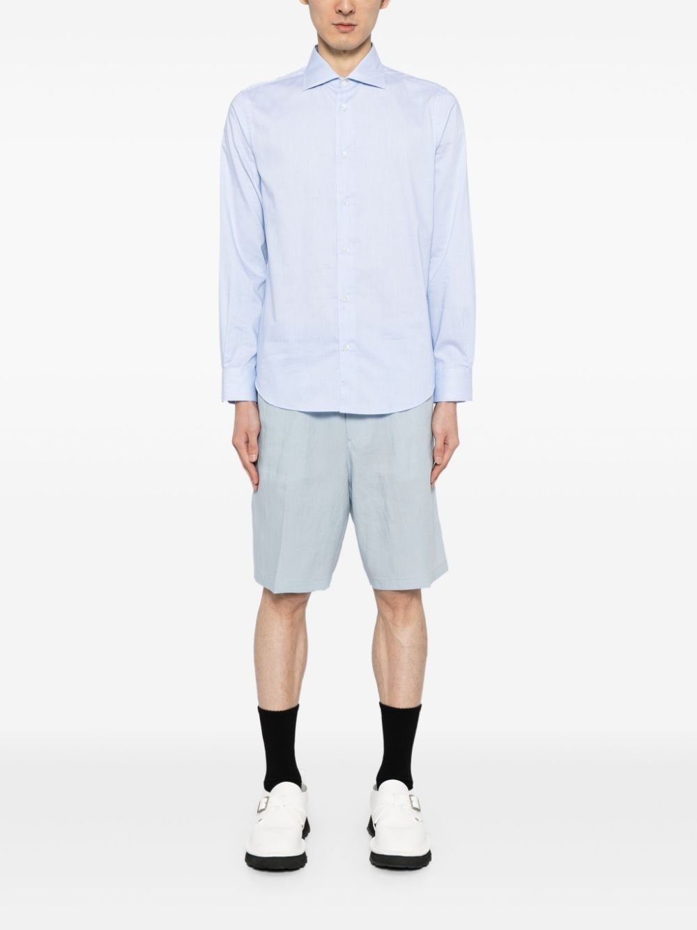 drawstring-waist linen shorts - 2