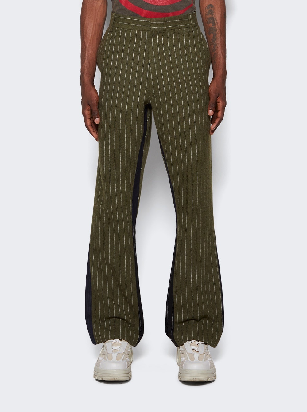 Pinstripe Carpenter Pant Olive - 3