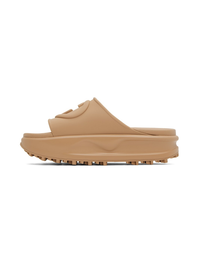 Beige Interlocking G Sandals 3