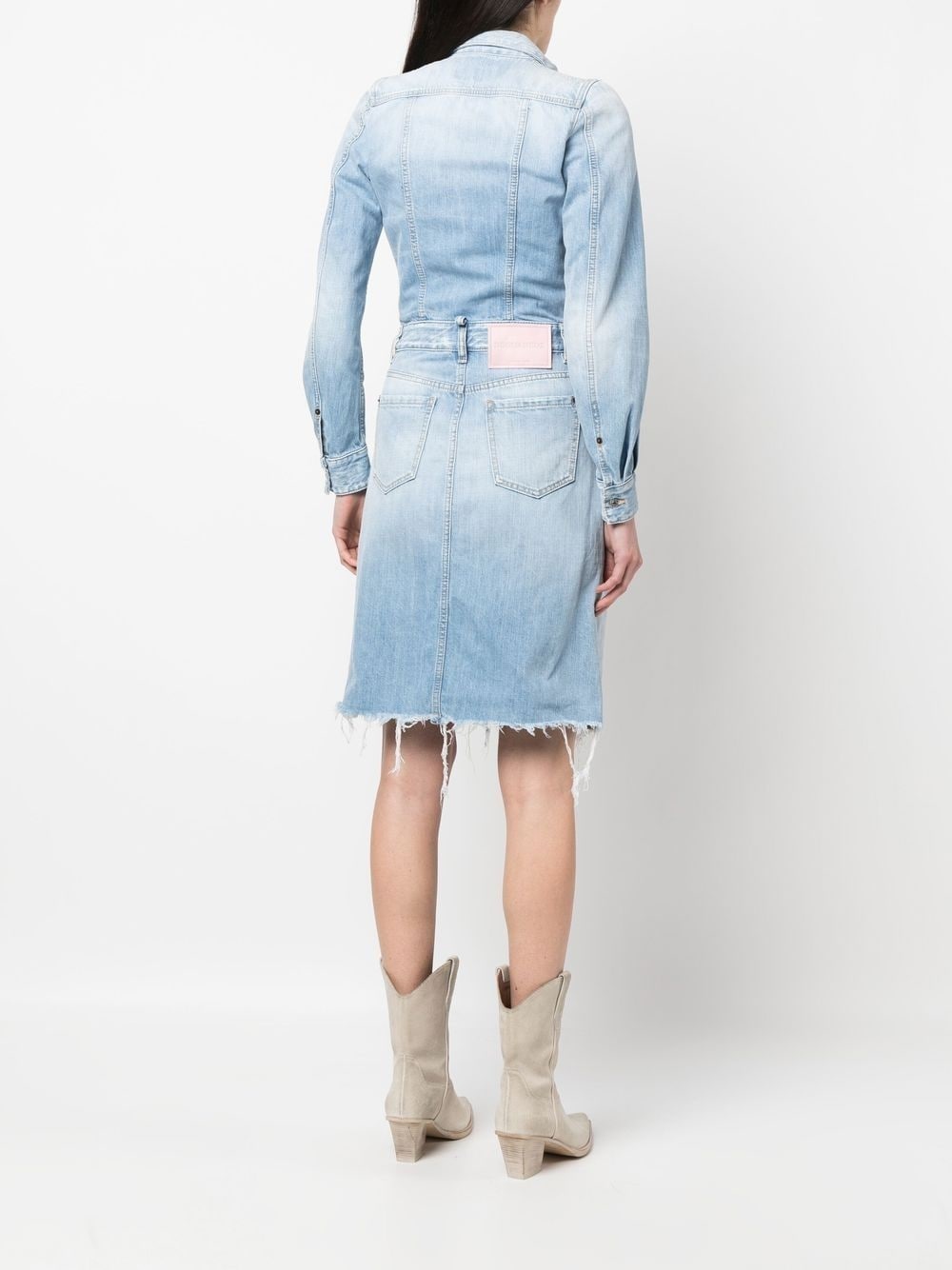 distressed denim dress - 4
