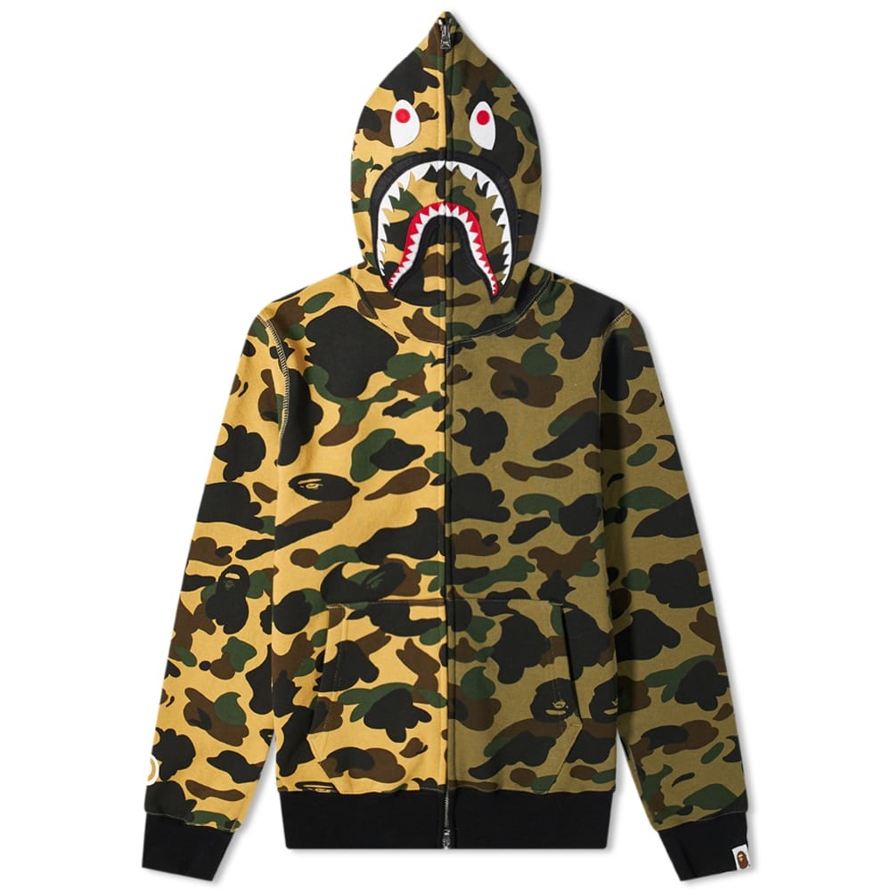 A Bathing Ape 1st Camo Half Shark Zip Hoody - 1