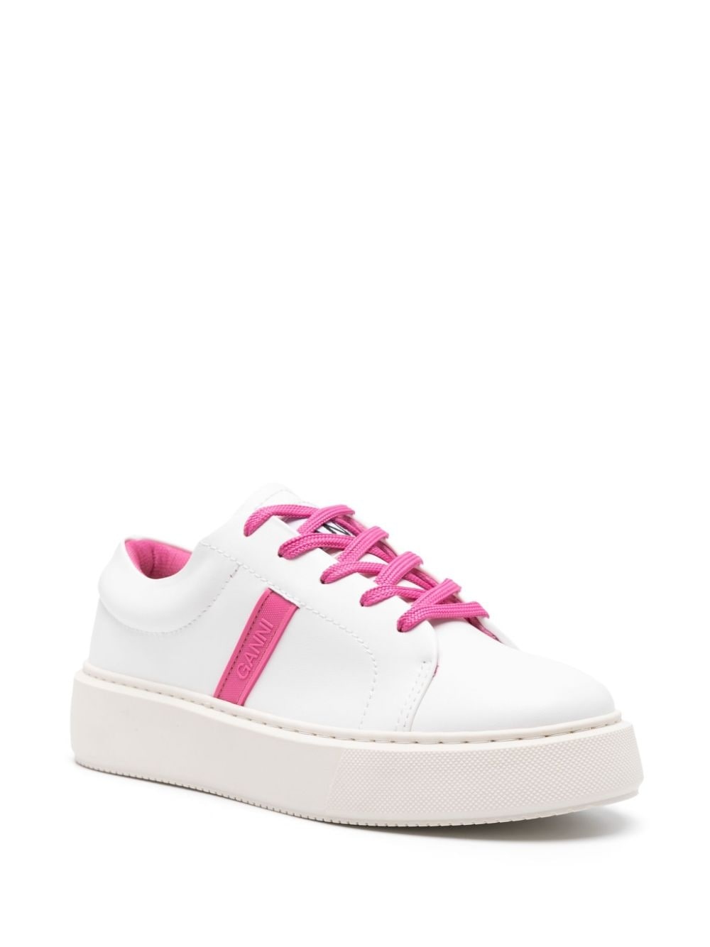 logo-embossed leather sneakers - 2