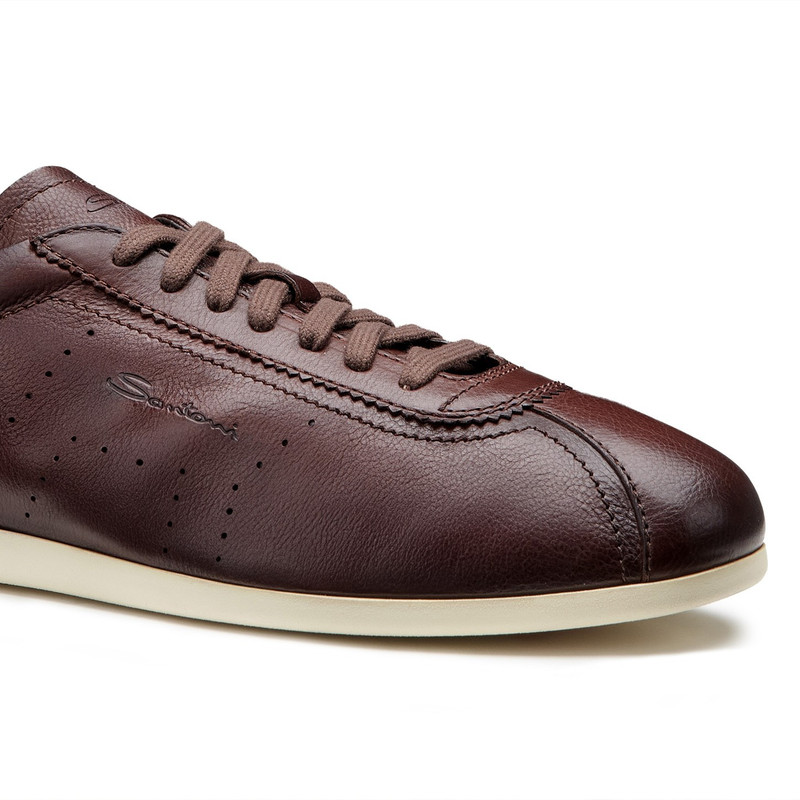 Men's dark brown leather sneaker 5