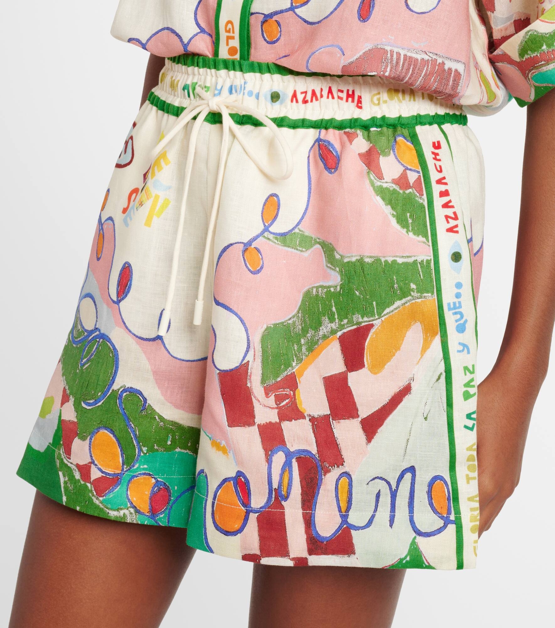 Nadia printed high-rise linen shorts - 4