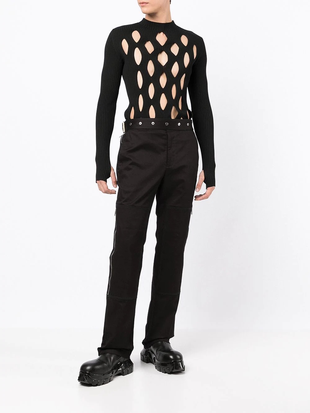 cut out-detail knitted top - 2