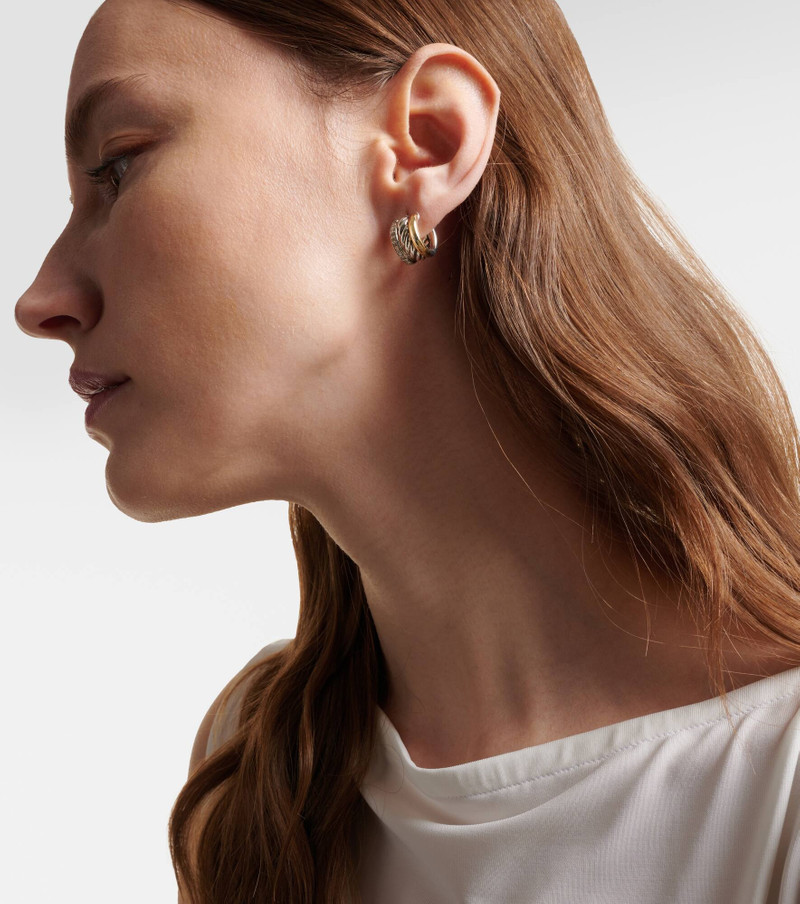 DAVID YURMAN DY Mercer® sterling silver and 18kt gold huggie earrings with diamonds outlook