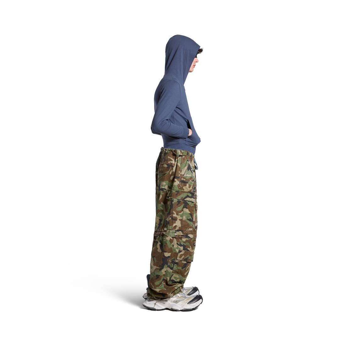 Dark Camo Hybrid Baggy Pants in Dark Blue - 3