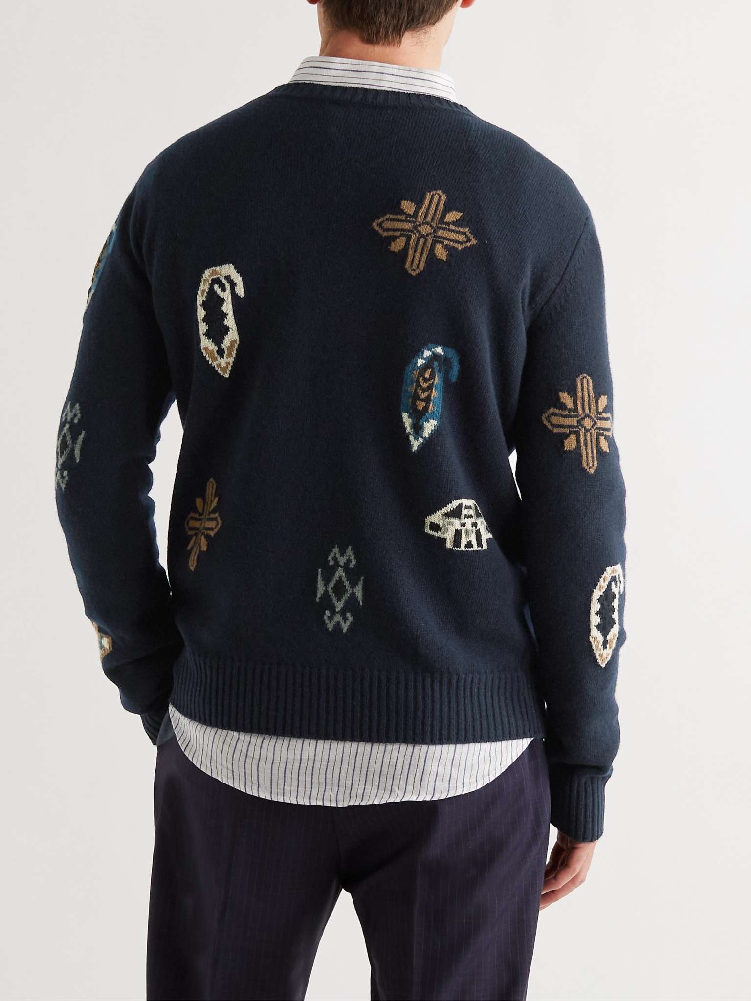 Intarsia Wool and Cotton-Blend Sweater - 4