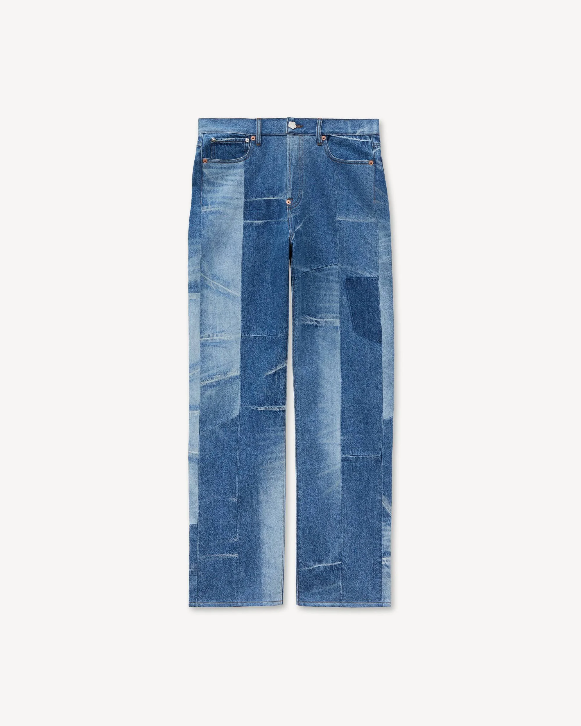 Patchwork straight fit jeans in japanese denim - 1