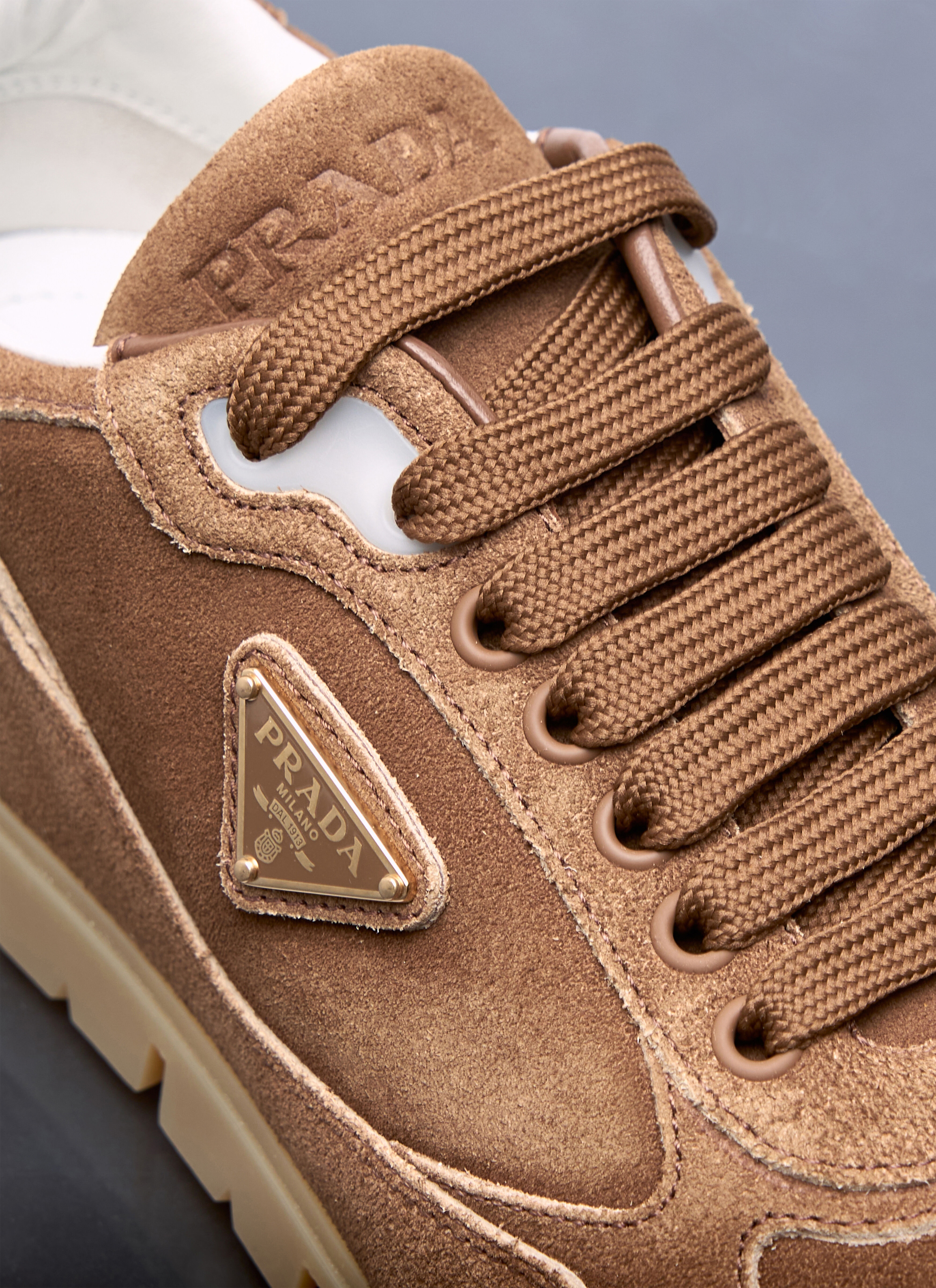 Prada Downtown Delavé Suede Sneakers | lncc | REVERSIBLE
