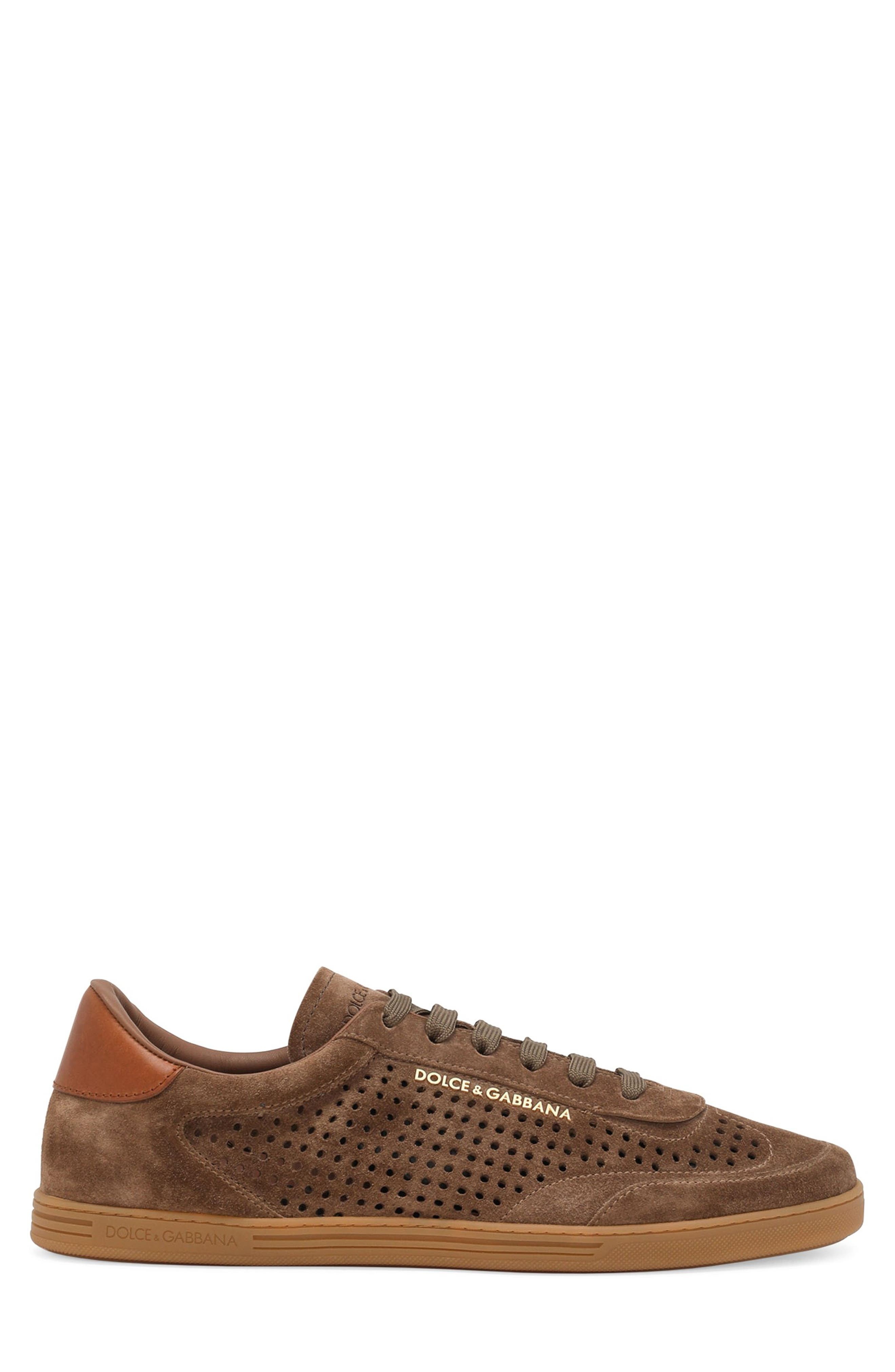 Dolce&Gabbana Perforated Low Top Sneaker in 8M076-Nocciola/Naturale at Nordstrom - 2