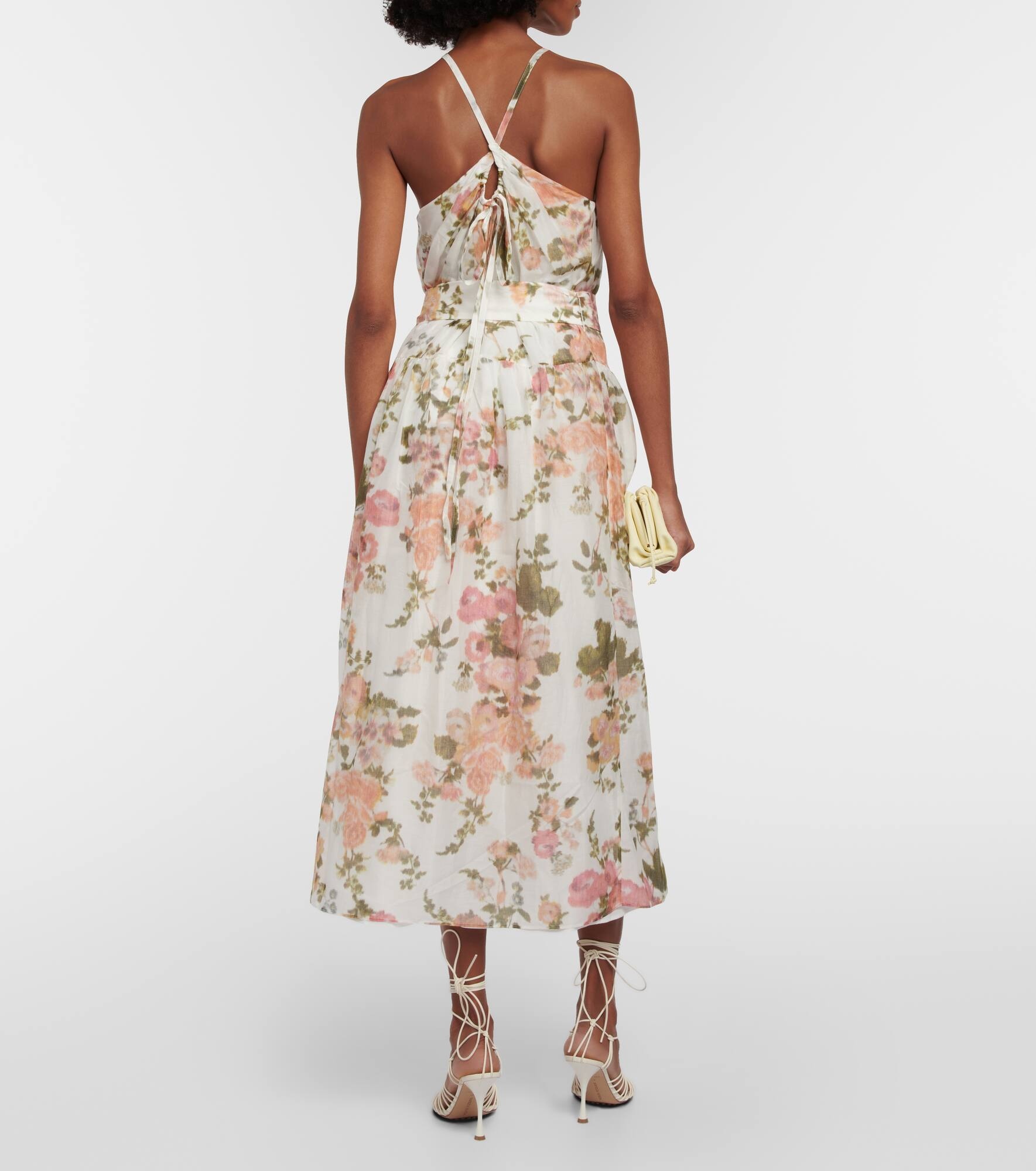 Zinnia floral cotton and silk midi dress - 3