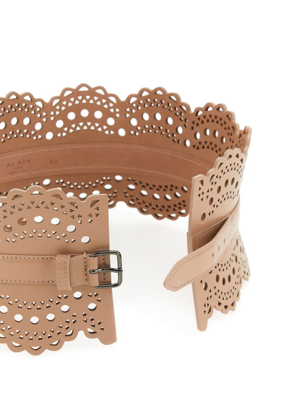 scalloped buckle-fastening belt - 3