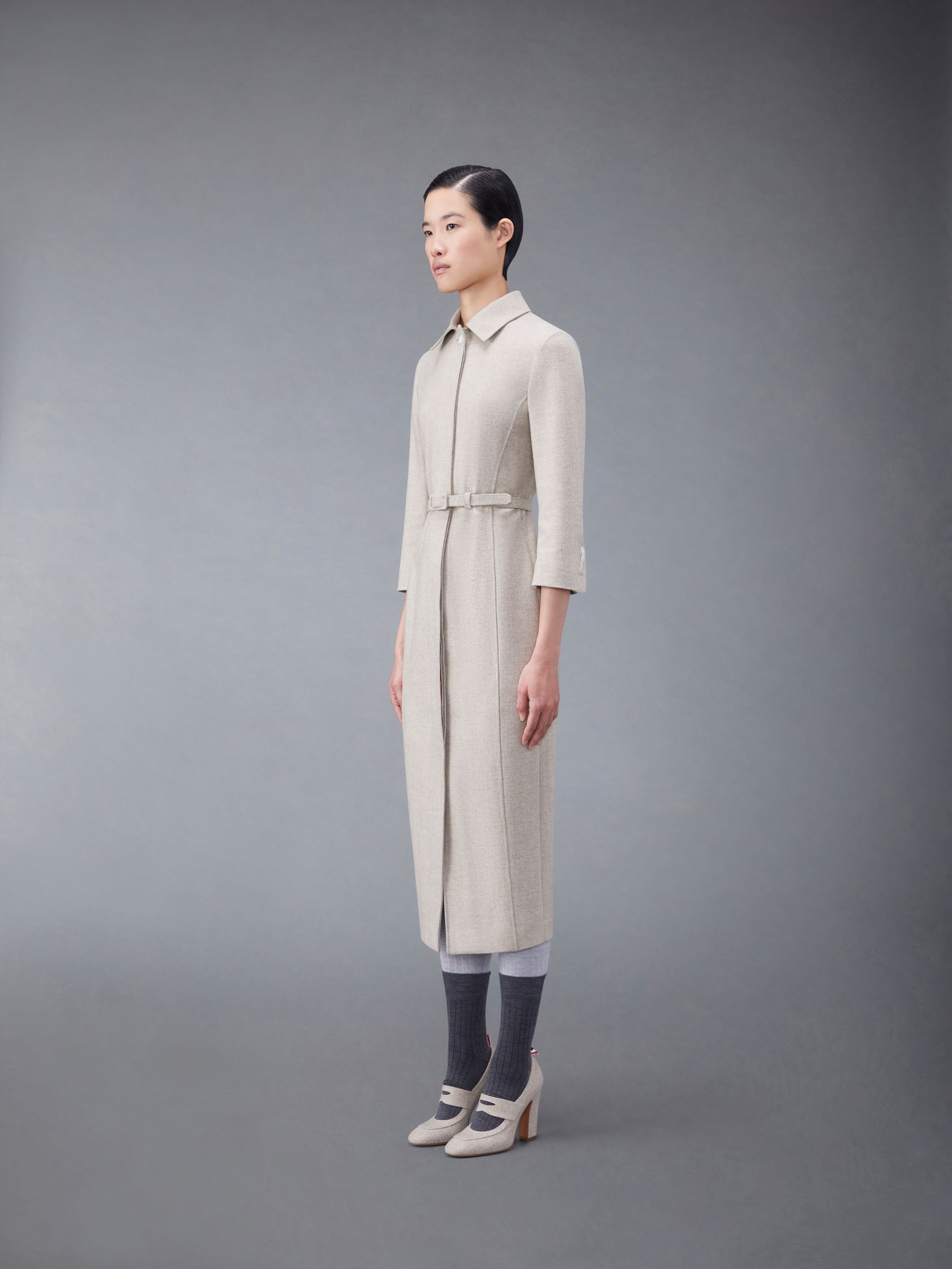 Wool Flannel Bal Collar Pencil Dress - 2