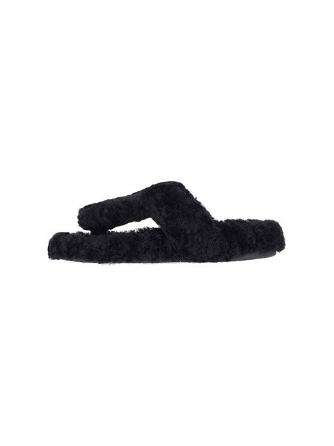 Loewe Women Shearling Thong Sandals - 3