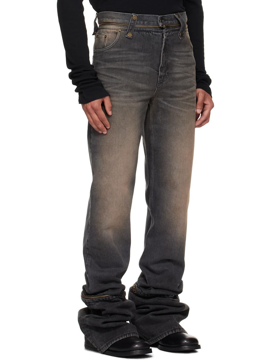Black & Brown Fitted Jeans - 2