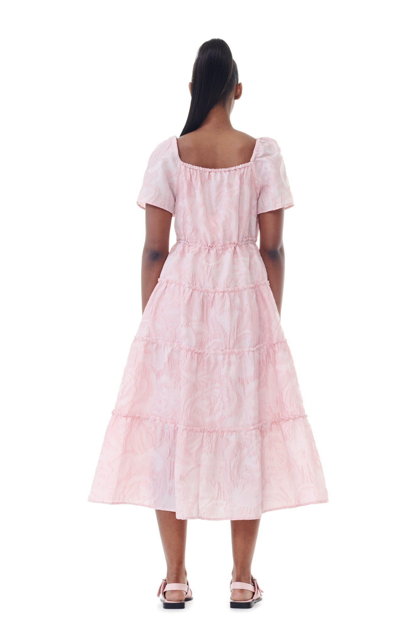 PINK TEXTURED CLOQUÉ LAYER DRESS - 6