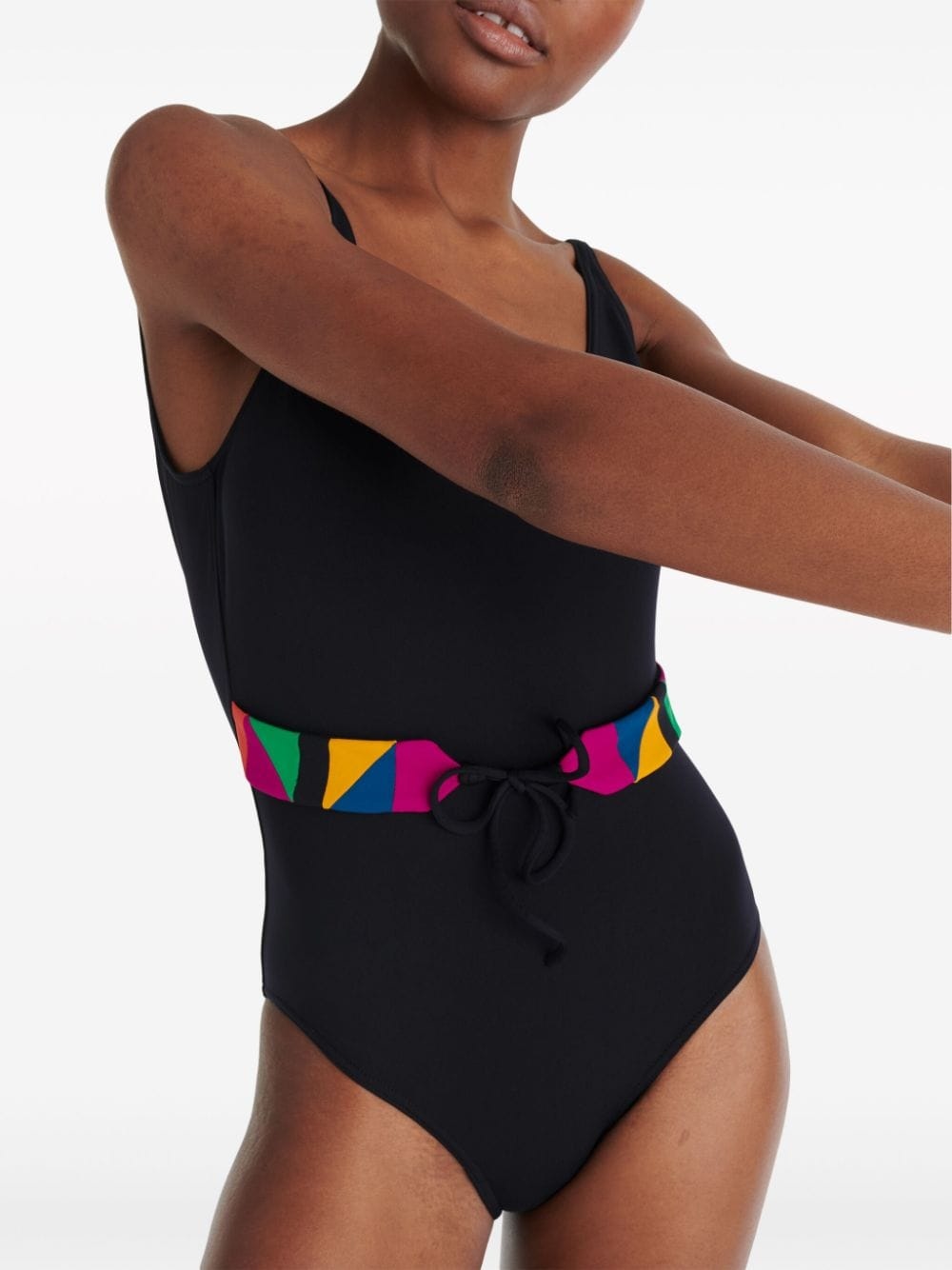 Damier belted swimsuit - 6