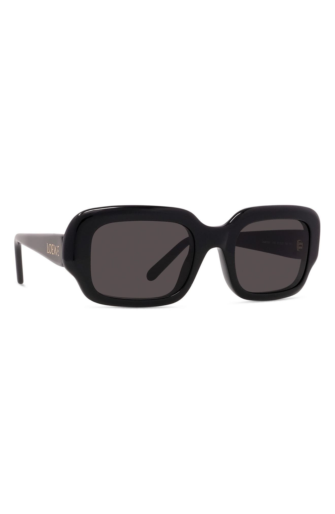 Loewe 51mm Rectangular Sunglasses in Shiny Black /Smoke at Nordstrom - 6