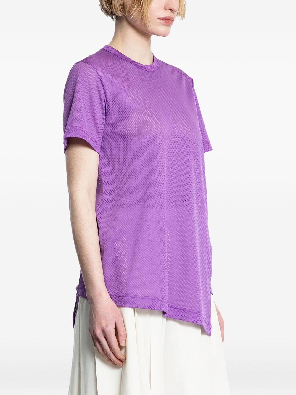 asymmetric mesh T-shirt - 2
