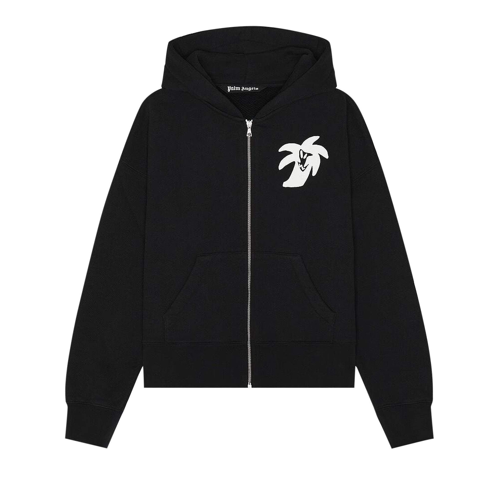 Palm Angels Hunter Zipped Hoodie 'Black/White' - 1