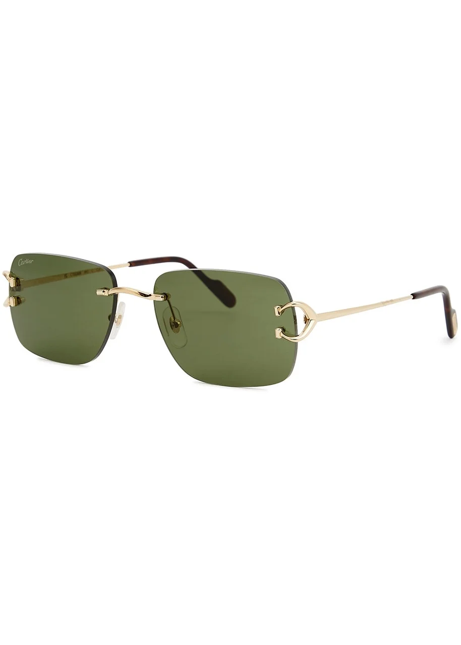 Cartier Signature C De Cartier Rimless Rectangle-frame Sunglasses - 1