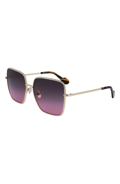 Lanvin Babe 59mm Gradient Square Sunglasses in Gold/Gradient Grey Rose outlook