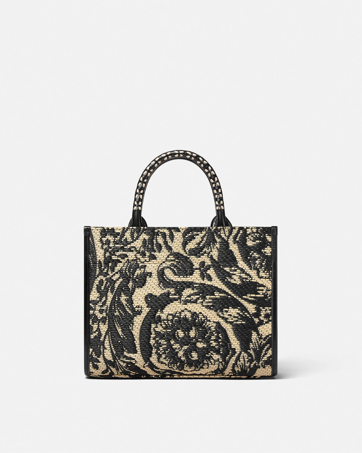 VERSACE Barocco Athena Raffia Small Tote Bag | REVERSIBLE