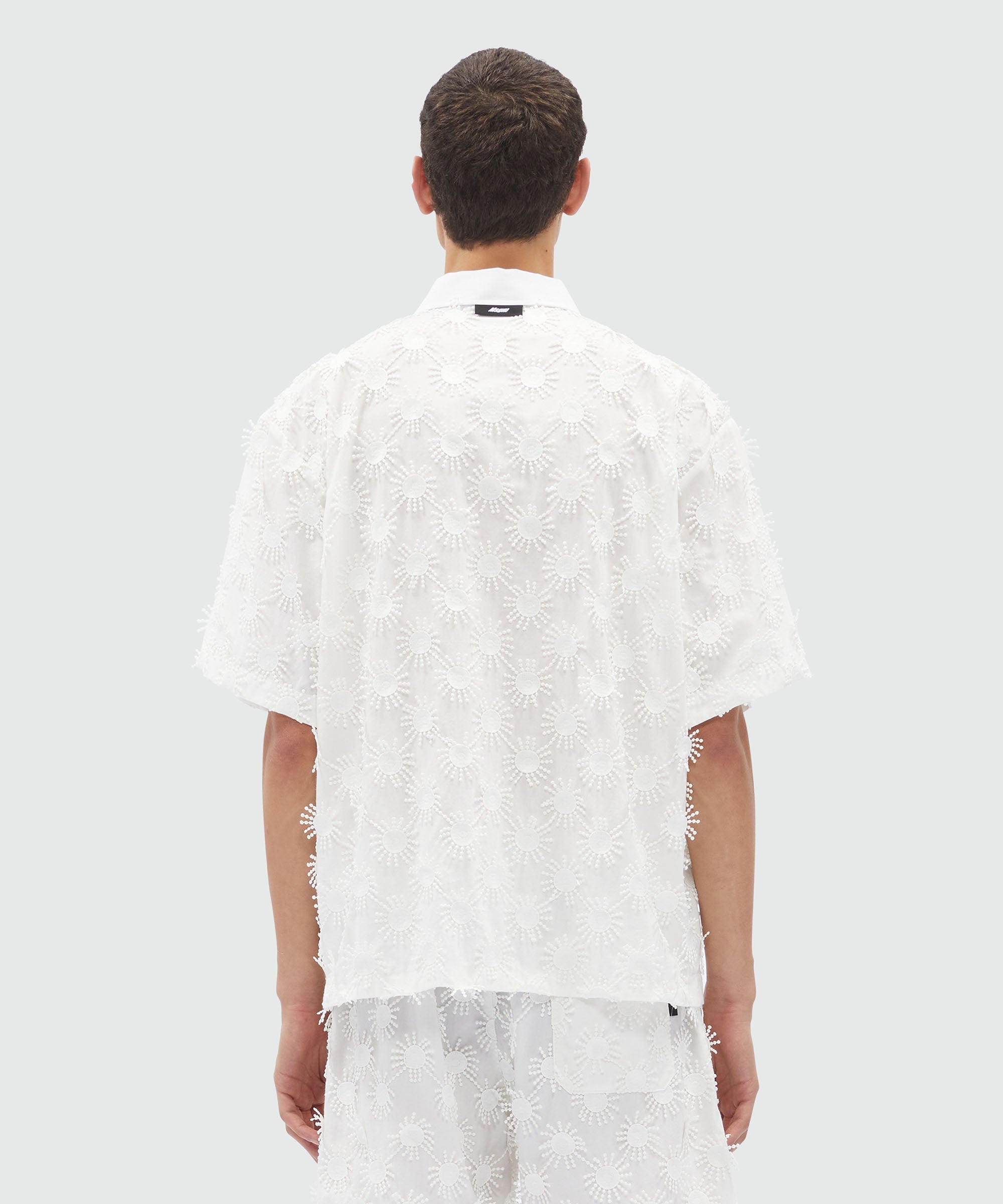 White poplin shirt with all-over embroidery - 3