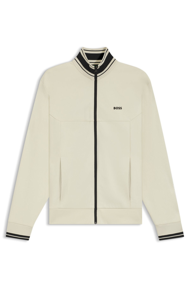 STRIPE-DETAIL ZIP-UP SWEATSHIRT IN A COTTON BLEND 1