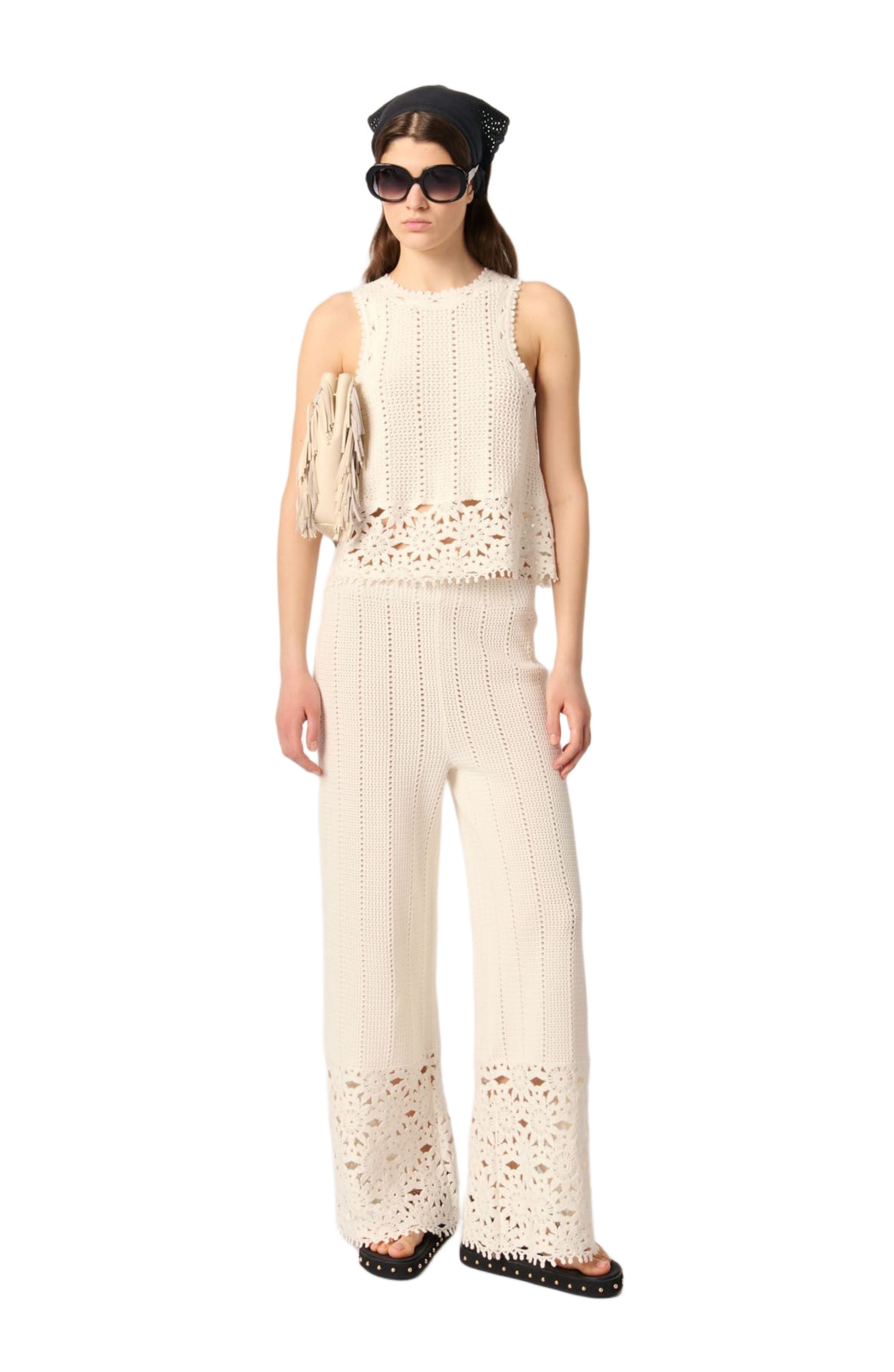 maje Crochet vest top in White at Nordstrom - 1