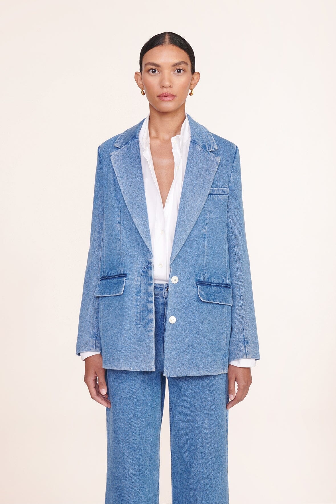 STAUD MAXWELL BLAZER MEDIUM WASH - 5