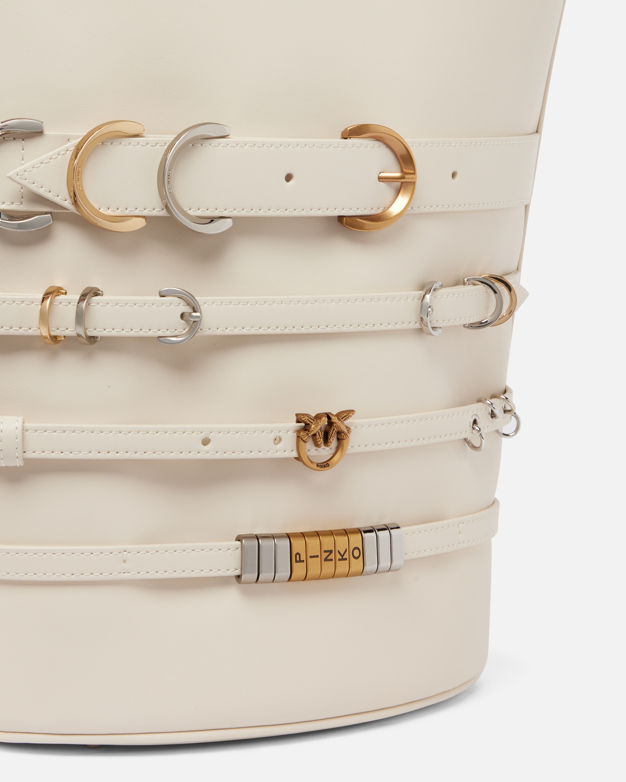 LARGE LEATHER BUCKET BAG WITH STRAPS - 3