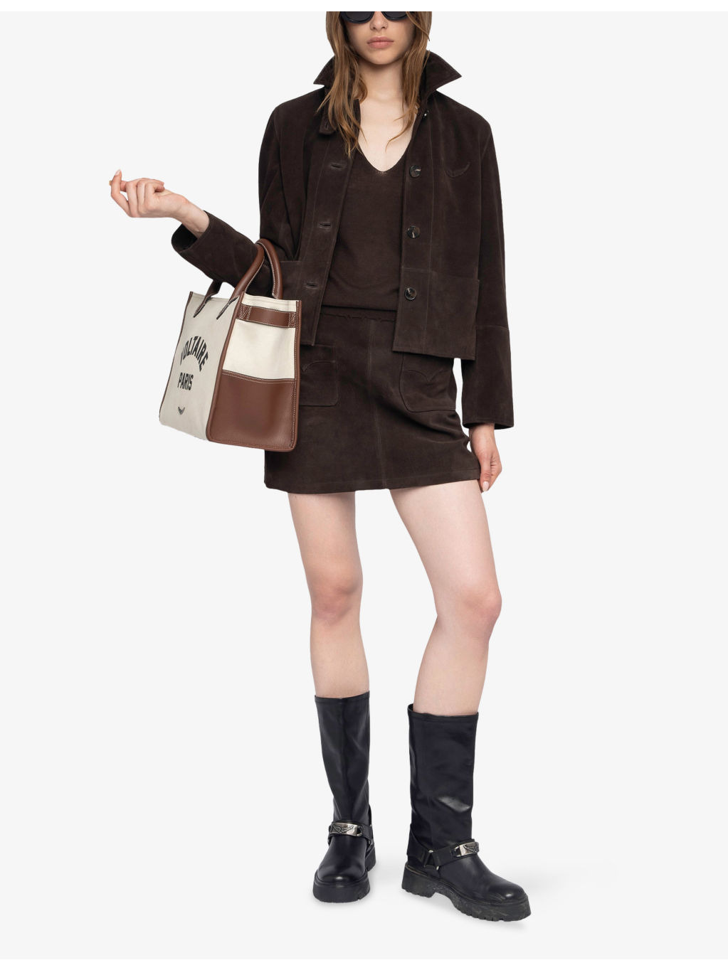 Jamie Patch-Pocket Suede Mini Skirt - 2