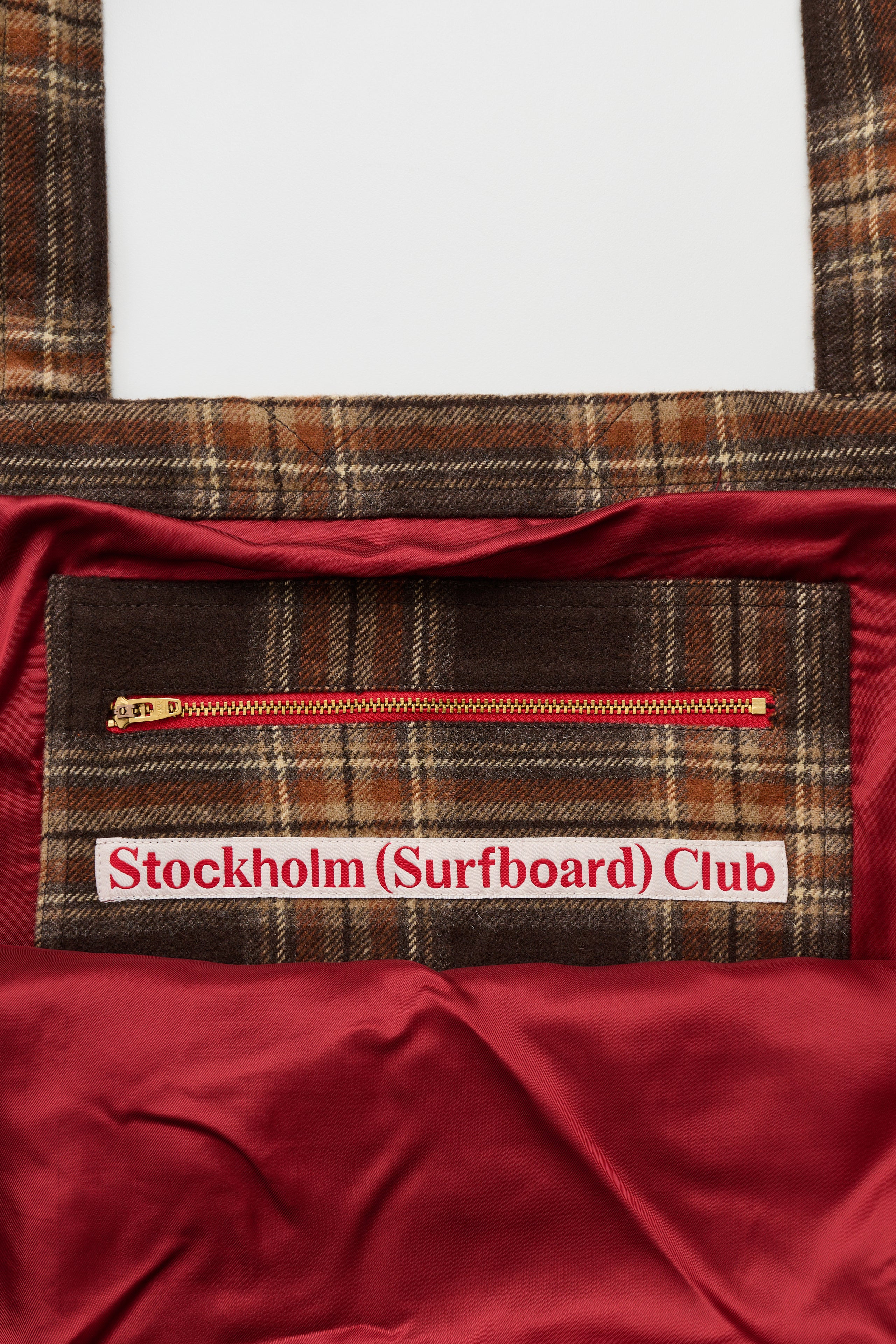 STOCKHOLM SURFBOARD CLUB WEEKEND TOTE BROWN CHECK - 4