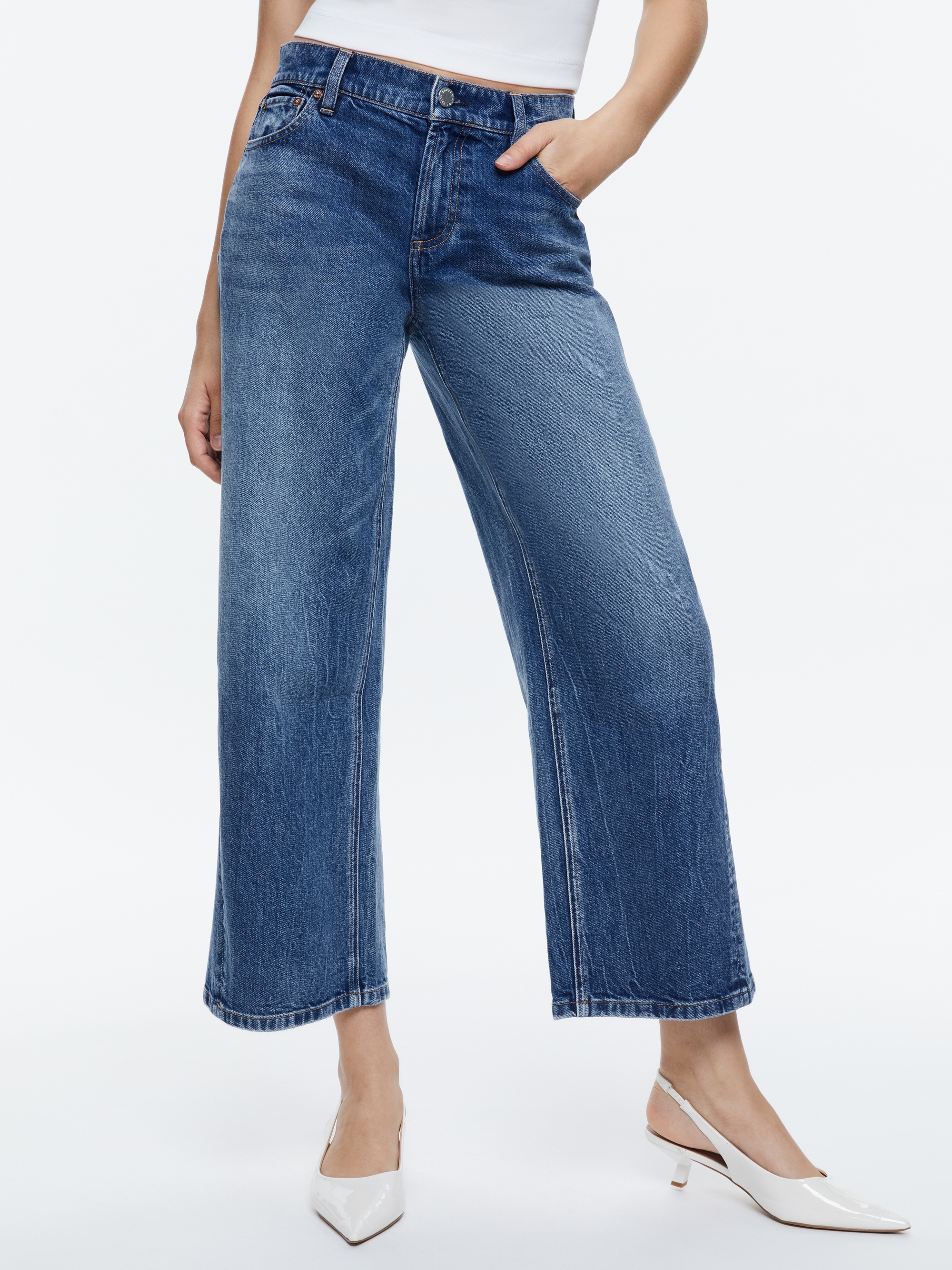 ERNIE CROPPED LOW RISE BUCKLE BACK BAGGY JEAN - 2