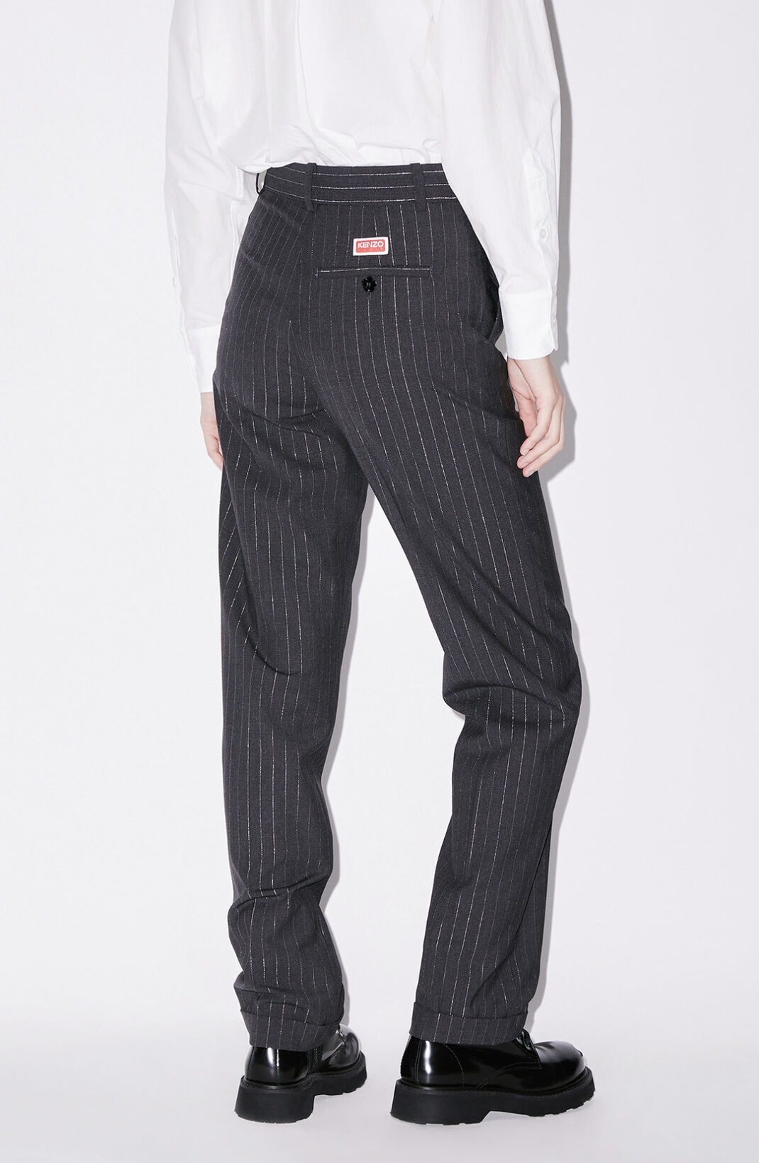 Cropped striped wool suit trousers - 5