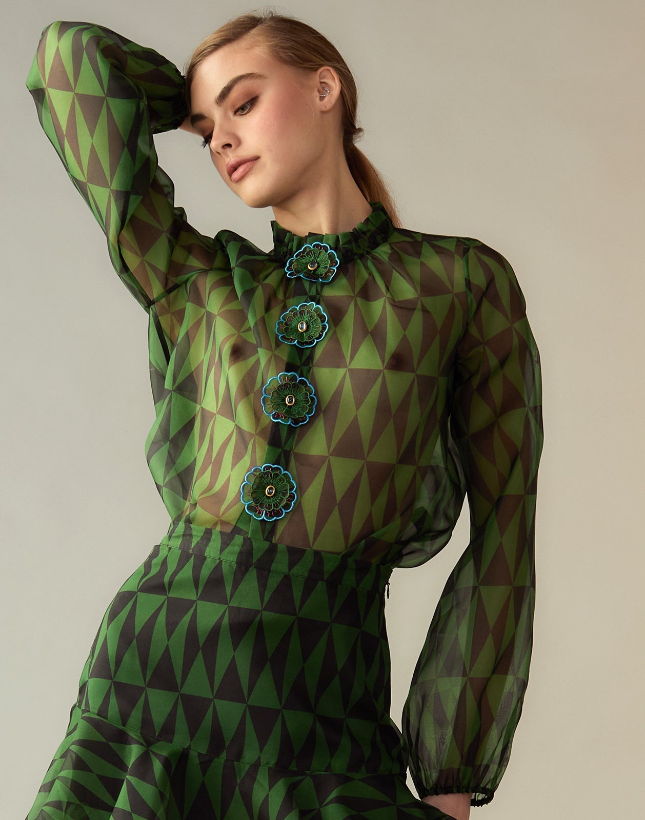 Evergreen Silk Organza Shirt - 8